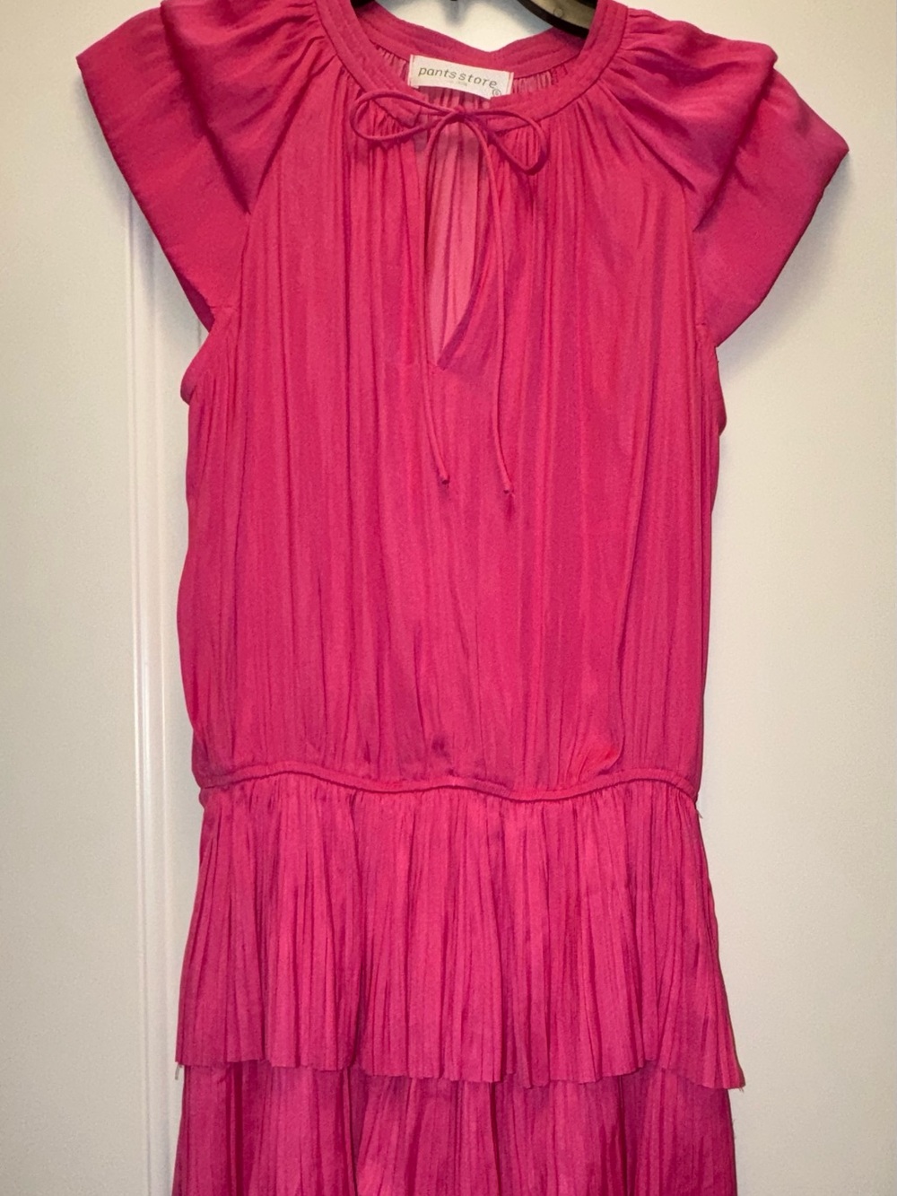 Tiered Ruffle Mini Dress in Bright Pink